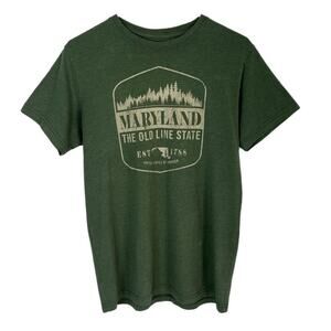 Maryland Women's Graphic T-Shirt L Green Short Sleeve Crew Neck Old Line State